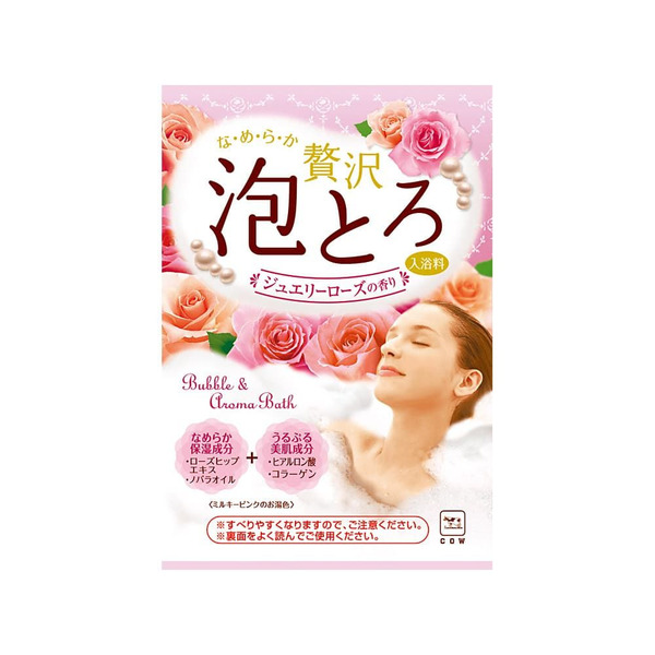 Ароматическая пенящаяся соль для ванны с коллагеном и гиалуроновой кислотой, Роскошная роза, Cow Brand 30 г