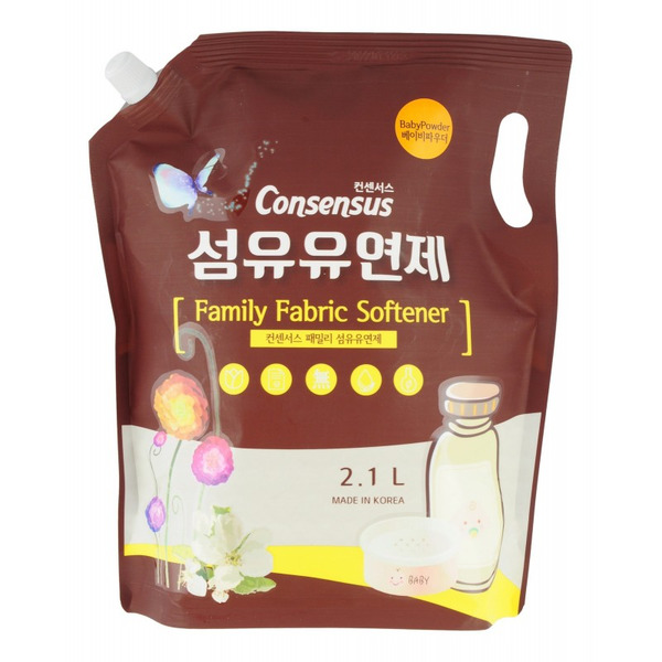 Кондиционер для белья Fabric Softener (для всей семьи), аромат детской присыпки, Consensus 2,1 л, мягкая упаковка