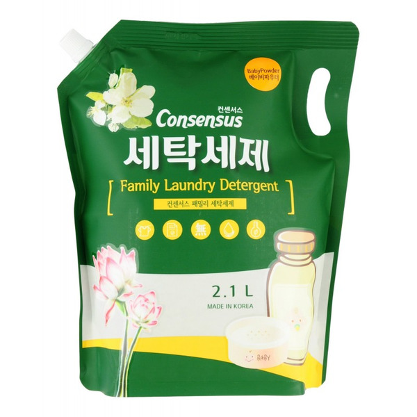 Жидкое средство для стирки (для всей семьи) Liquid Laundry Detergent, аромат детской присыпки, Consensus 2,1 л