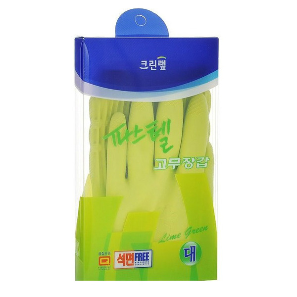 Перчатки из натурального латекса CLEAN PASTEL LATEX GLOVE с внутренним покрытием (удлиненные), зеленые, размер S, Clean Wrap 1 пара
