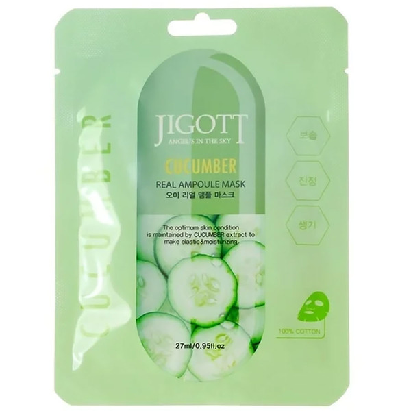 Ампульная маска Огурец Cucumber Real Ampoule Mask, Jigott 1 шт