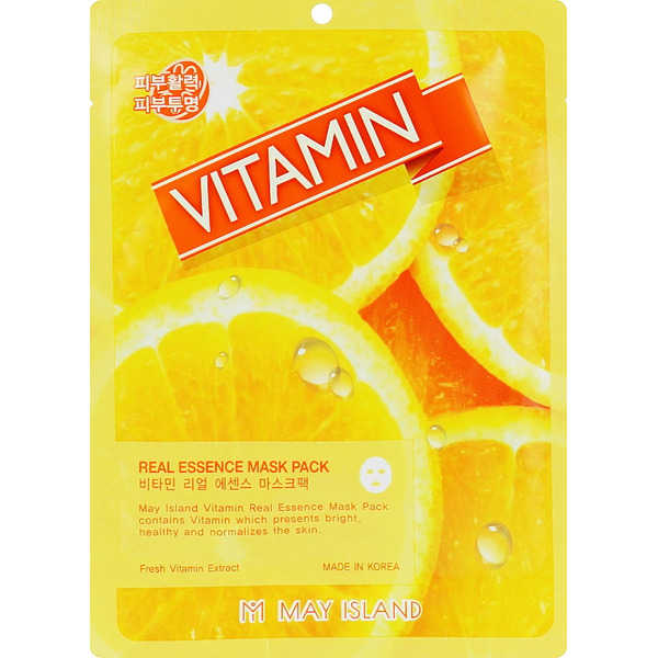 Тканевая маска для лица с витамином C Real Essence Vitamin Mask Pack, May Island 25 мл