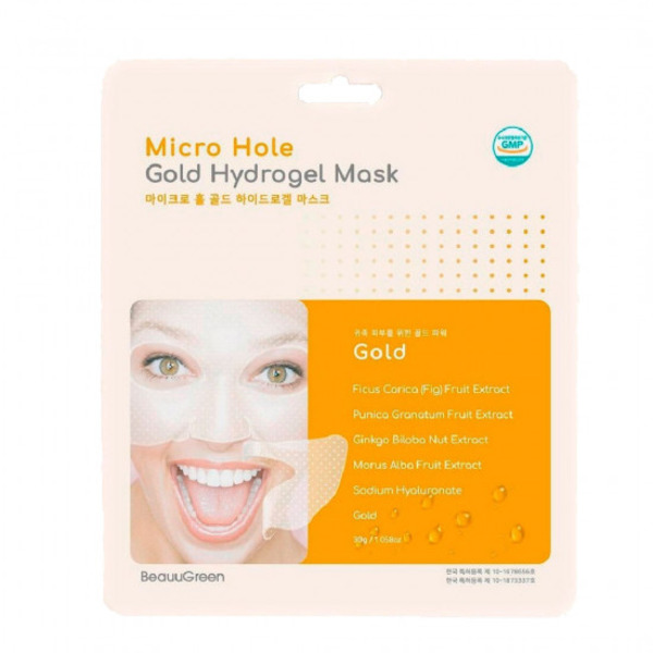 Маска-патч гидрогелевая Micro Hole Gold Hydrogel Mask, Beauugreen, 28 г