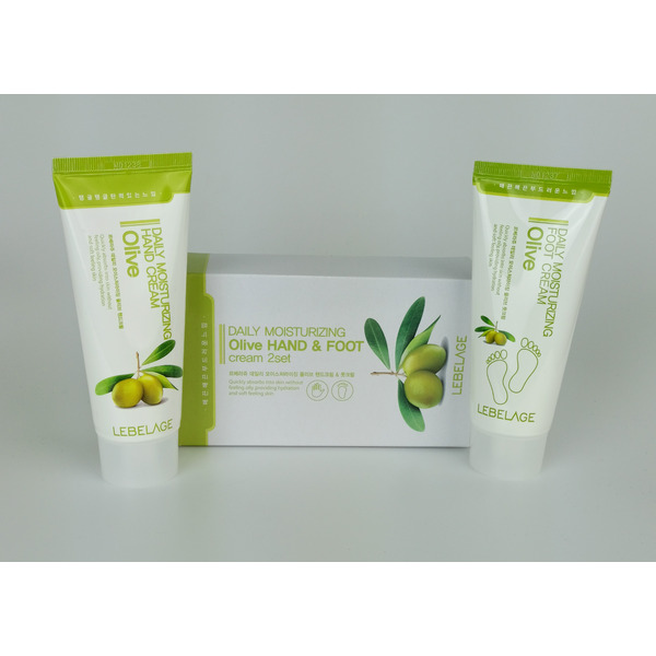 Набор кремов с оливой DAILY MOISTURIZING OLIVE  HAND CREAM & FOOT CREAM, LEBELAGE, 100 мл*2 шт.