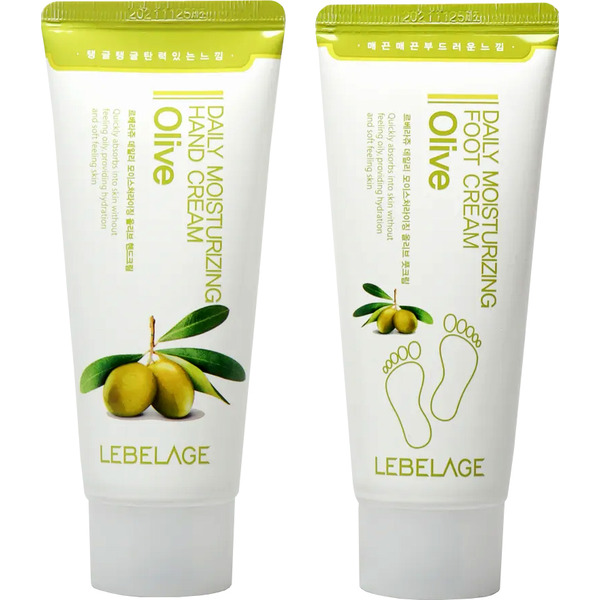 Набор кремов с оливой DAILY MOISTURIZING OLIVE  HAND CREAM & FOOT CREAM, LEBELAGE, 100 мл*2 шт.