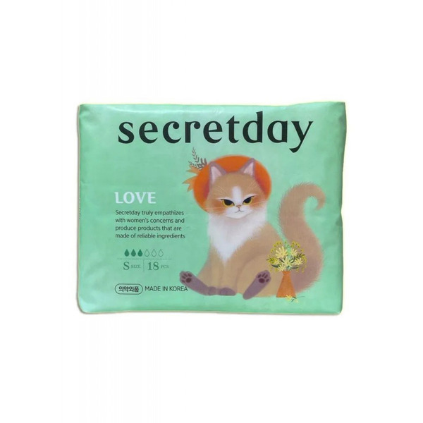 Ультратонкие дышащие прокладки Love S size, Secretday, 18 шт. (21 cм.)                                                                                                                                                                              