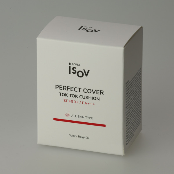 Кушон вуальной структуры с активной гидрацией, осветлением, терапией увядания и защитой от УФ-лучей Perfect Cover Tok Tok Cushion 21 тон SPF50+, Isov Sorex 15 г+15 г