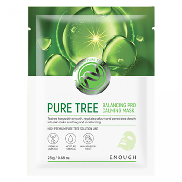 Маска на тканевой основе успокаивающая с экстрактом чайного дерева Pure Tree Balancing Pro Calming mask, Enough, 25 г