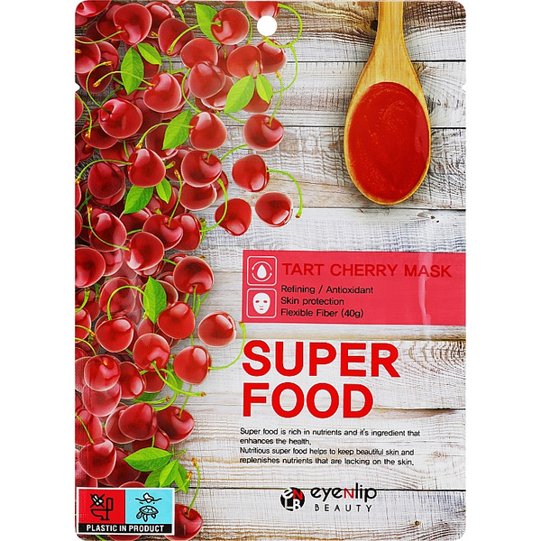 Маска на тканевой основе с экстрактом терпкой вишни Super Food Mask Tart Cherry, EYENLIP, 23 мл