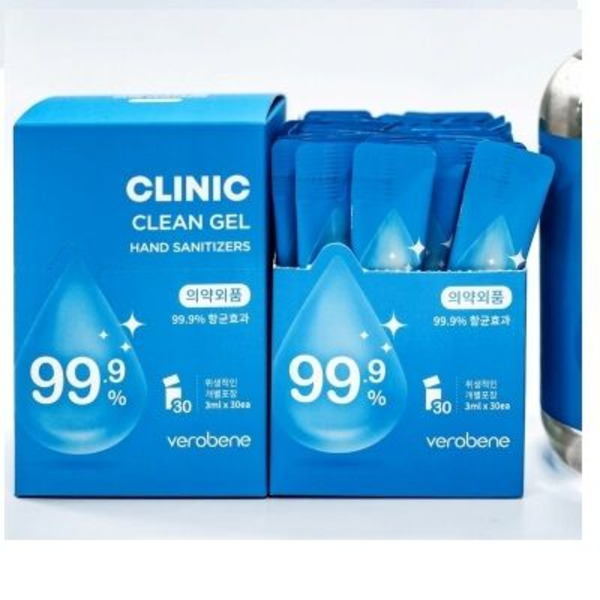 Дезинфицирующее и очищающее средство для рук Clinic Clean Gel Hand Sanitizers, Verobene 30 х 3 мл