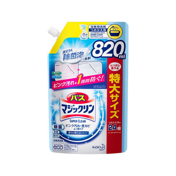 Чистящий спрей-пенка с противогрибковым эффектом для ванной комнаты и душевых кабин Bath Magiclean Foaming Spray, без аромата, мягкая упаковка, Kao 820 мл 
