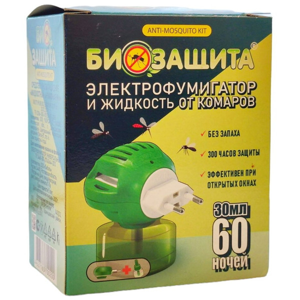  Комплект Жидкость от комаров без запаха 60 ночей + электрофумигатор Биозащита, Оборонхим 30 мл/1 шт