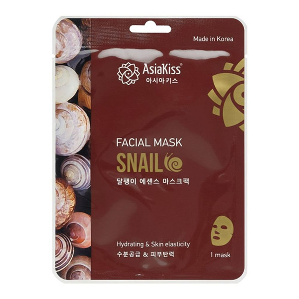 Тканевая маска для лица с муцином улитки Snail Essence Facial Mask, AsiaKiss 25 г Тканевая маска для лица с муцином улитки Snail Essence Facial Mask, AsiaKiss 25 г