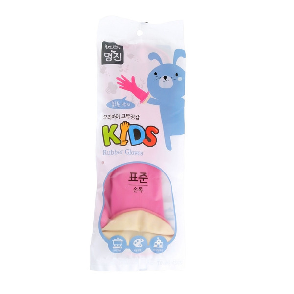 Перчатки латексные хозяйственные RUBBER GLOVE (для детей 6-9 лет), 29смх17см, цвет розовый, Myungjin 1 пара