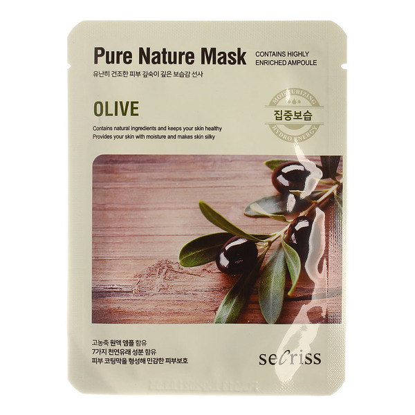 Тканевая маска для лица с экстрактом оливы Secriss Pure Nature Mask Olive, Anskin 25 мл 