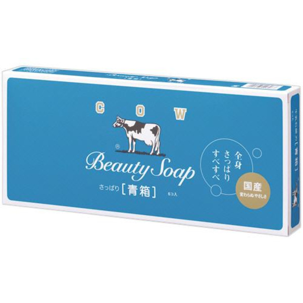 Молочное освежающее мыло с прохладным ароматом жасмина синяя упаковка, Beauty Soap, COW, 85 г * 6 шт.