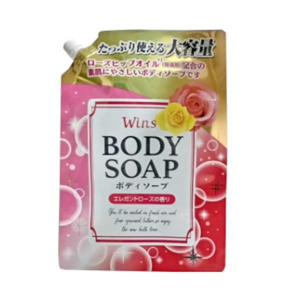 Крем-мыло для тела с розовым маслом и богатым ароматом Wins Body Soap Rose, Nihon, 900 г (мягкая упаковка с крышкой)