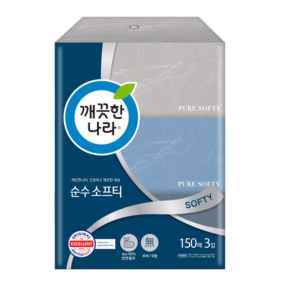 Двухслойные мягкие бумажные салфетки Pure Softy, Kleannara, 150 шт. х 3 уп.