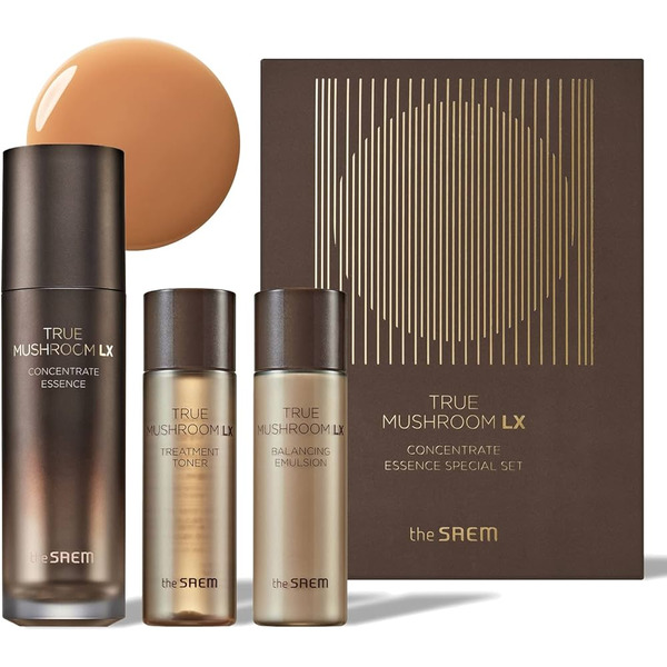 Набор уходовый антивозрастной TRUE MUSHROOM LX Concentrate Essence Special Set (тонер, эссенция, эмульсия) THE SAEM, 120 мл+150 мл+115 мл