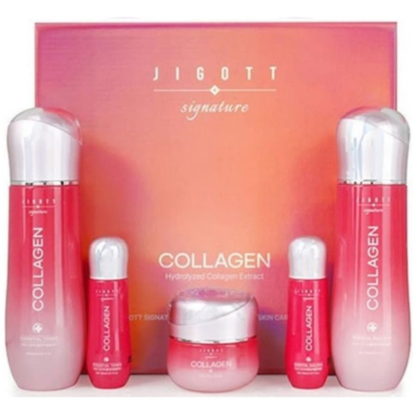 Набор увлажняющих средств для лица: тонер, эмульсия, крем Signature Collagen Essential Skin Care 3 Set, Jigott 