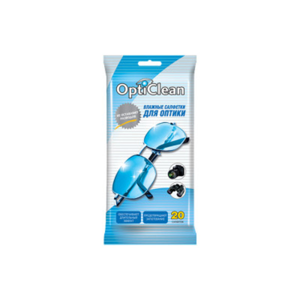 Влажные салфетки для оптики Opti Clean, 20 шт.