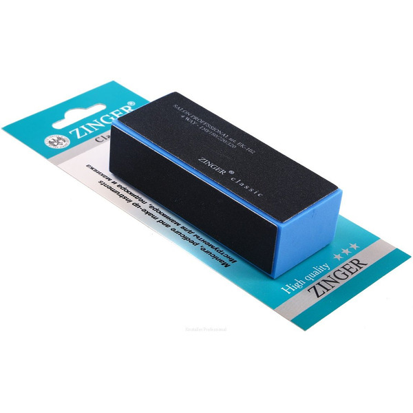 Бафик для шлифовки ногтей 4-х сторонний / Classic EK-102, Zinger, 150 / 180 / 220 / 320 грит, черный
