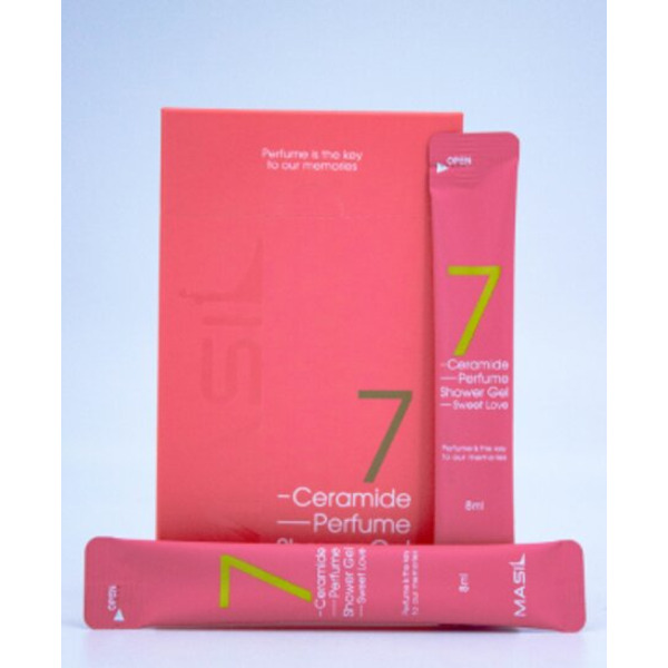 Гель для душа парфюмированный с керамидами в стиках 7 CERAMIDE PERFUME SHOWER GEL STICK POUCH, MASIL, 8 мл*20 шт. (SWEET LOVE)