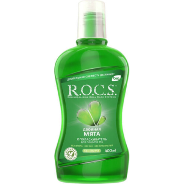 Ополаскиватель для полости рта без спирта и фтора Двойная мята ROCS, 400 мл