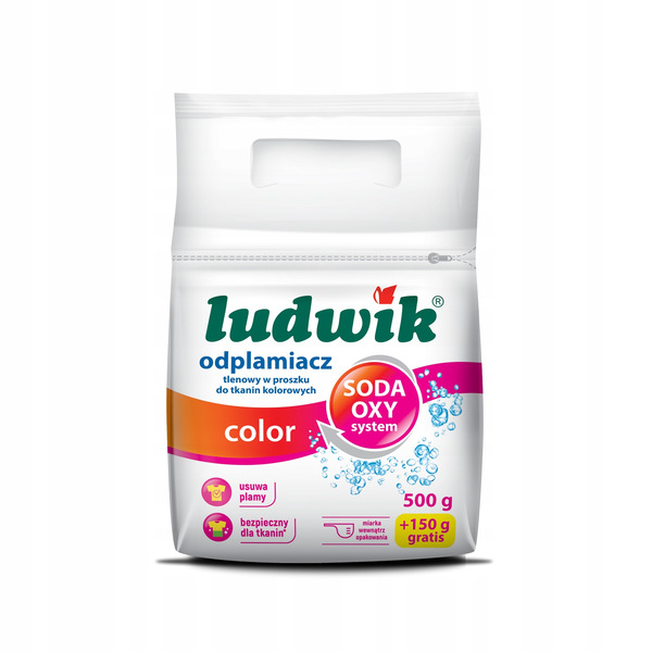 Кислородный порошковый пятновыводитель для цветных тканей Color, Ludwik, 650 г