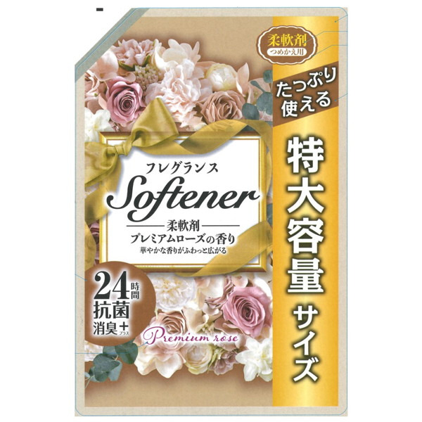 Кондиционер для белья антибактериальный с ароматом роз Softener Premium Rose, Nihon, 1080 мл (мягкая упаковка)