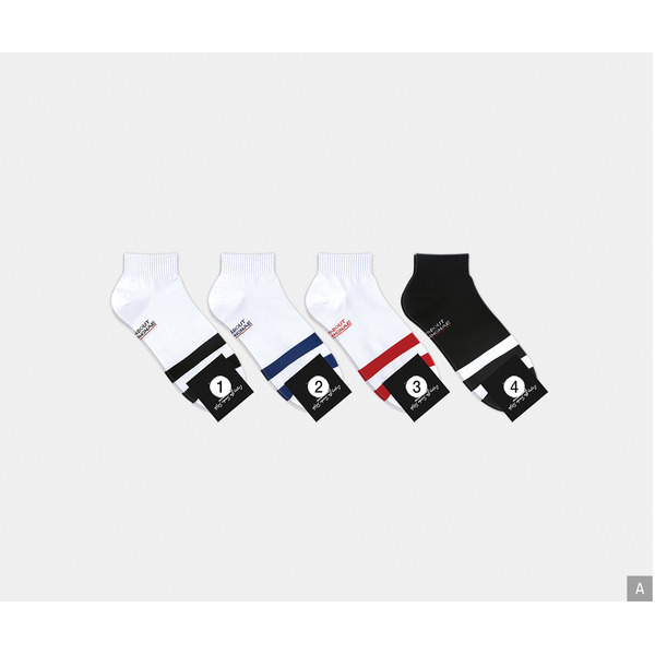 Носки мужские короткие, белые в полоску красную, размер 39-44, (M-S-035-03)ADULTS, A TYPE, GGRN, 1  пара