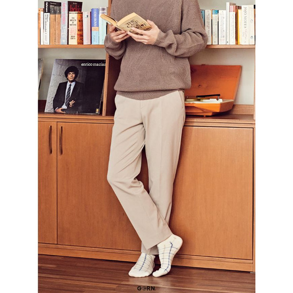 Носки мужские короткие, бежевые принт клетка, размер 39-44, (M-S-055-01)ADULTS, A TYPE, GGRN, 1  пара