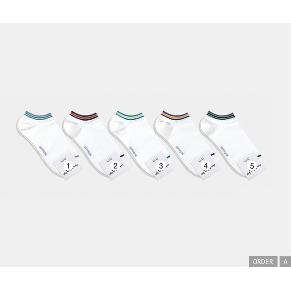 Носки мужские короткие, белые в полоску, размер 39-44, (OD-M-010-03)ADULTS, A TYPE, GGRN, 1 пара