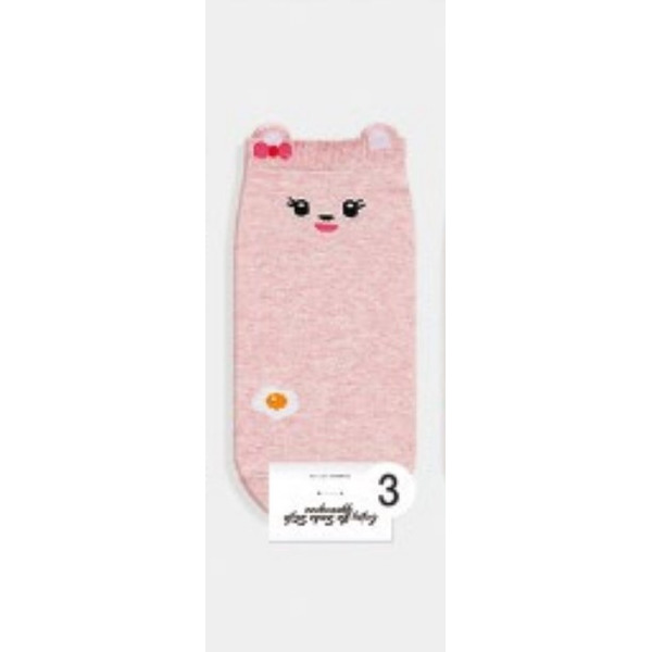 Носки женские короткие, розовые с принтом, размер 35-39, (W-C-020-03)ADULTS, A TYPE, GGRN, 1 пара