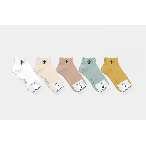Носки женские короткие, зеленые с принтом кактус, размер 39-44, (W-S-018-04)ADULTS, A TYPE, GGRN