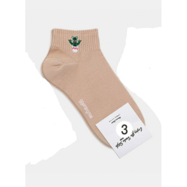 Носки женские короткие, коричневые с принтом кактус, размер 35-39, (W-S-018-03)ADULTS, A TYPE, GGRN