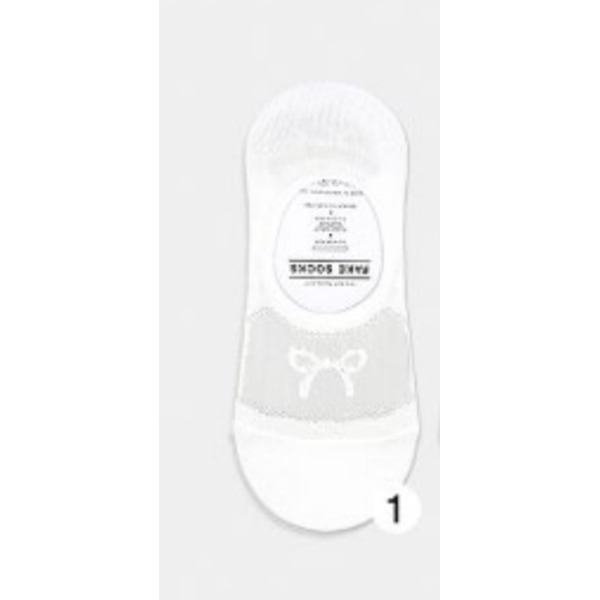 Носки женские короткие, белые с принтом бант, размер 35-39, (W-F-055-01)ADULTS, B TYPE, GGRN