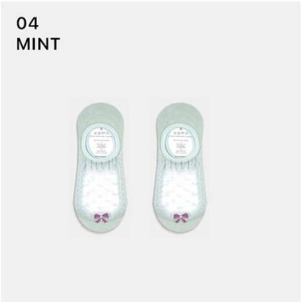 Носки женские короткие, зеленые с принтом бант, размер 35-39, (W-F-063-04)ADULTS, B TYPE, GGRN 
