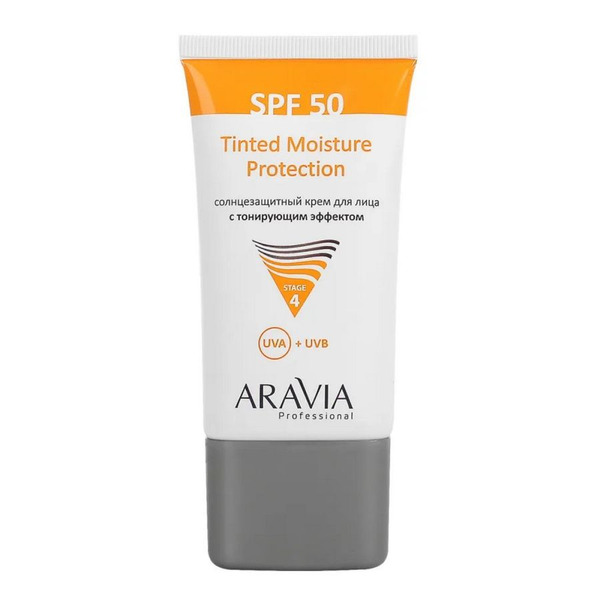 Солнцезащитный крем для лица с тонирующим эффектом, Tinted Moisture Protection SPF-50, Aravia, 50 мл