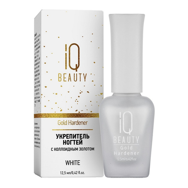 Укрепитель для ногтей с коллоидным золотом, Gold Hardener White, IQ Beauty, 12,5 мл