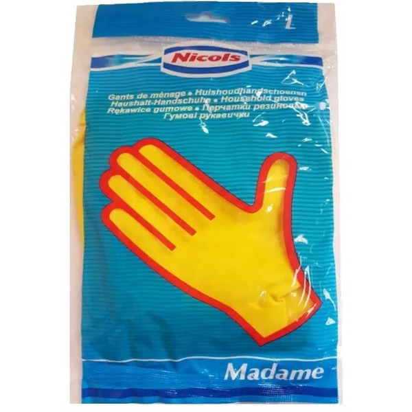 Перчатки резиновые с хлопковым внутренним покрытием Nicols Madame, Размер L