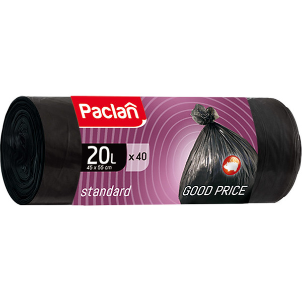 Мешки для мусора Standard черные Paclan, 55*40 см, 20 л, 40 шт.