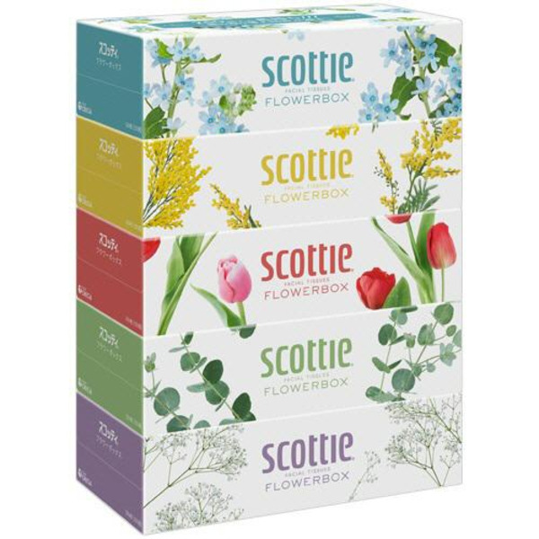 Салфетки двухслойные, Scottie Flowerbox, Crecia, 250 шт. х 5 коробок 