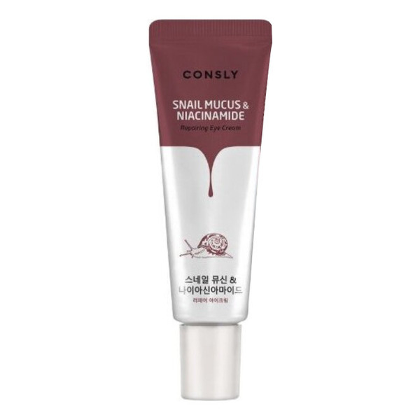 Крем для век восстанавливающий с муцином черной улитки и ниацинамидом, Snail Mucus & Niacinamide Repairing Eye Cream, Consly, 25 мл                                        