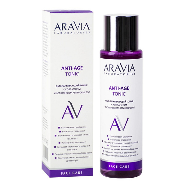 Омолаживающий тоник для лица с коллагеном и комплексом аминокислот, Anti-Age Tonic, Aravia Laboratories, 250 мл