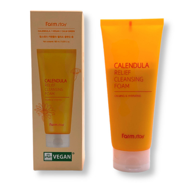 Пенка для умывания Календула, Calendula Relief Cleansing Foam,  FarmStay, 180 мл                                     