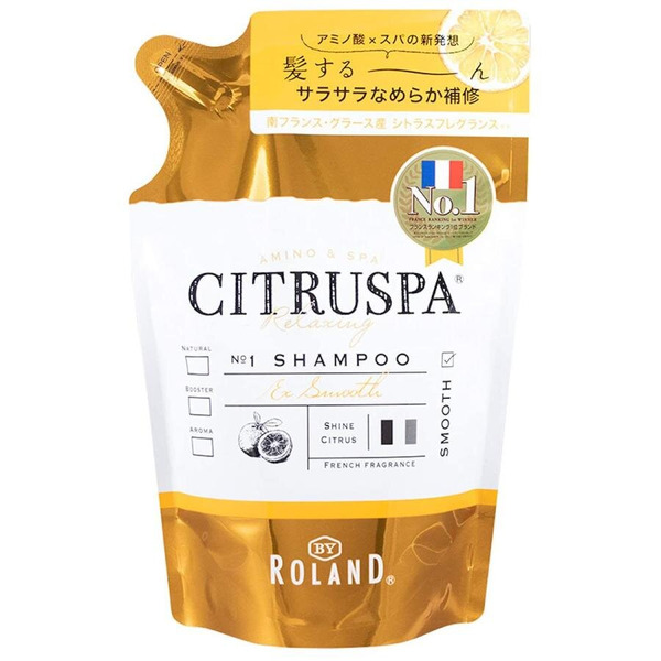 Восстанавливающий и разглаживающий шампунь для волос, на основе натуральных растительных масел и морских минералов, со свежим цитрусовым ароматом, Citruspa Smooth, COSMETEX ROLAND, 400 мл (мягкая упаковка)
