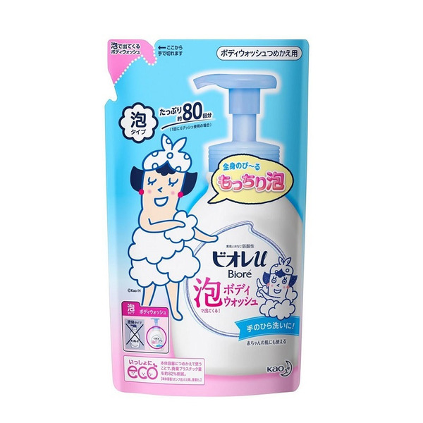 Жидкое мыло-пенка для тела Мягкая Свежесть, с легким цветочным ароматом, KAO Biore U, 480 мл (мягкая упаковка)