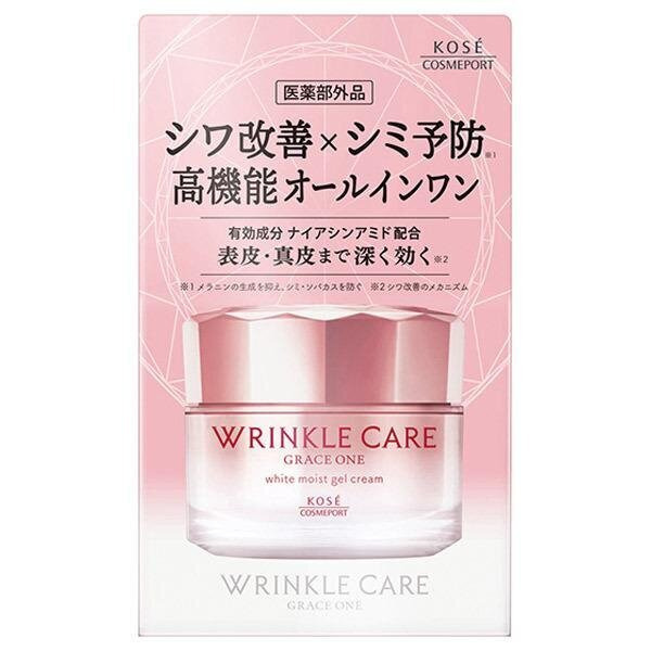 Отбеливающий гелеобразный крем для лица, против морщин, Grace One Wrinkle Care White Moist Gel Cream, KOSE, 100 г