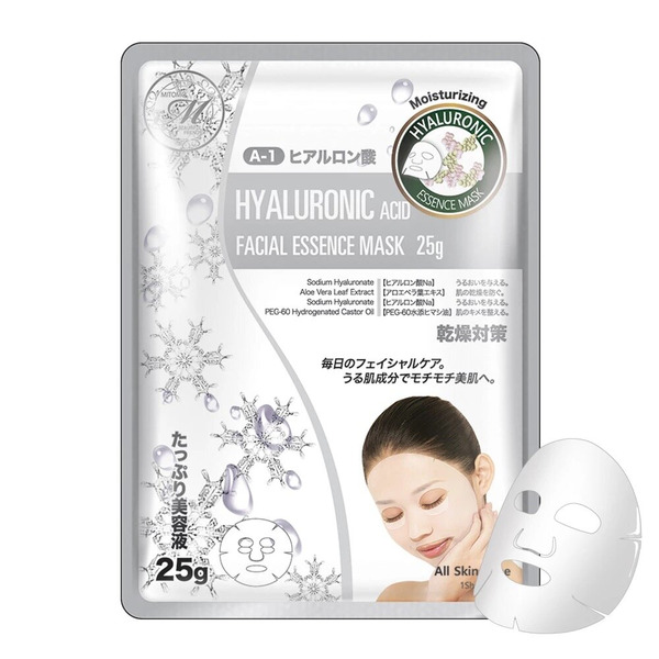 Тканевая маска для лица с гиалуроновой кислотой и маточным молочком, Hyaluronic + Royal Jelly Mask, MITOMO, 1 шт.